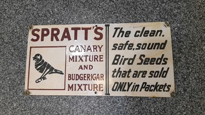 Lot 569 - SPRATTS ENAMEL SIGN