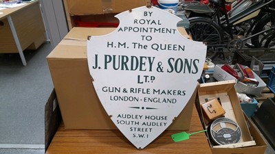 Lot 193 - PURDY BY ROYAL APPOINTMENT ENAMEL SIGN