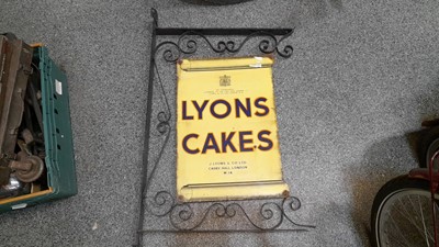 Lot 272 - LYONS CAKES , DOUBLE SIDED HANGING SIGN 35" X 26"