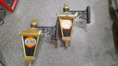 Lot 55 - PAIR OF PERIOD STYLE WAKEFIELD CASTROL LAMPS