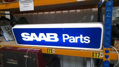 Lot 857 - SAAB PARTS ILLUMINATED SIGN 60" X 15"