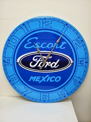 Lot 219 - FORD ESCORT MEXICO CLOCK PAINTED & LACQUERED  ON 18MM  MDF  32" DIA