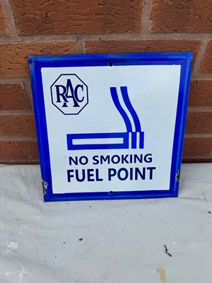 Lot 117 - RAC NO SMOKING FUEL POINT ENAMEL SIGN 12" X 12"