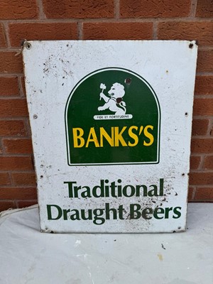Lot 119 - BANKS'S TRADITIONAL DRAUGHT BEERS ENAMEL SIGN 25" X 21"
