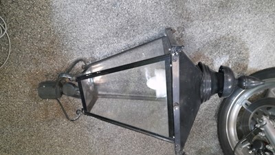 Lot 647 - VICTORIAN STYLE POLE MOUNTED LAMP  H42" 19" SQUARE