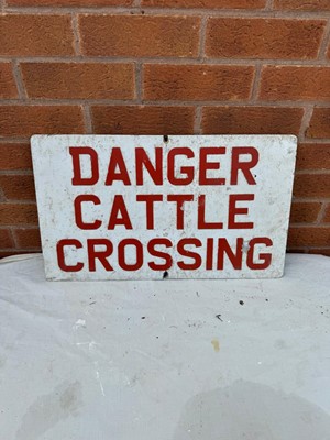 Lot 181 - DANGER CATTLE CROSSING SIGN 22" X 13"