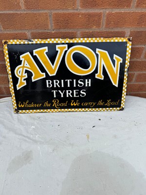 Lot 253 - RARE AVON BRITISH TYRES ENAMEL SIGN 24" X 15"