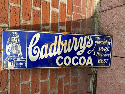 Lot 297 - CADBURY'S COCOA ENAMEL SIGN 36" X 12"