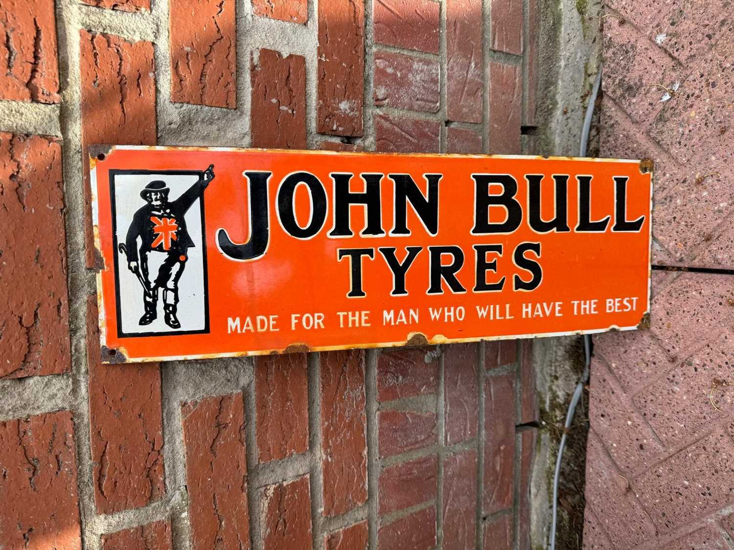 Lot 359 JOHN BULL TYRES ENAMEL SIGN 24" X 8"