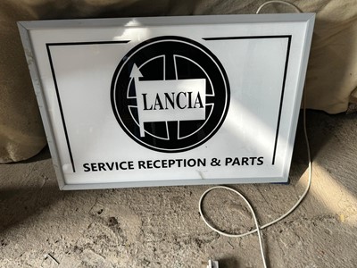 Lot 407 - LANCIA SERVICE RECEPTION & PARTS LIGHT-UP SIGN 24" X 24"