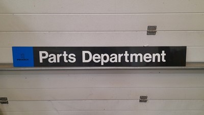 Lot 707 - PEUGEOT PARTS DEPARTMENT PLASTIC SIGN 51" X 6"