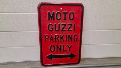 Lot 651 - MOTO GUZZI CAST IRON PARKING SIGN 18" X 12"