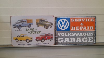 Lot 637 - LAND ROVER & VW GARAGE TIN SIGNS