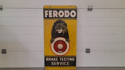 Lot 199 - FERODO BRAKE TESTING SERVICE , DOUBLE SIDED, PAINTED SIGN 36"x 18"