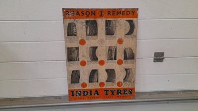 Lot 275 - INDIA TYRES METAL SIGN 23" X 17"