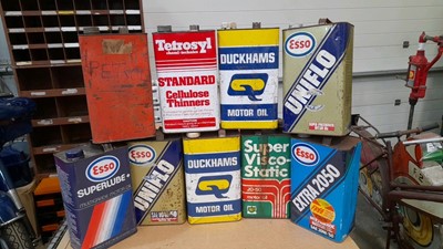 Lot 877 - 9X VARIOUS 5L OIL CANS