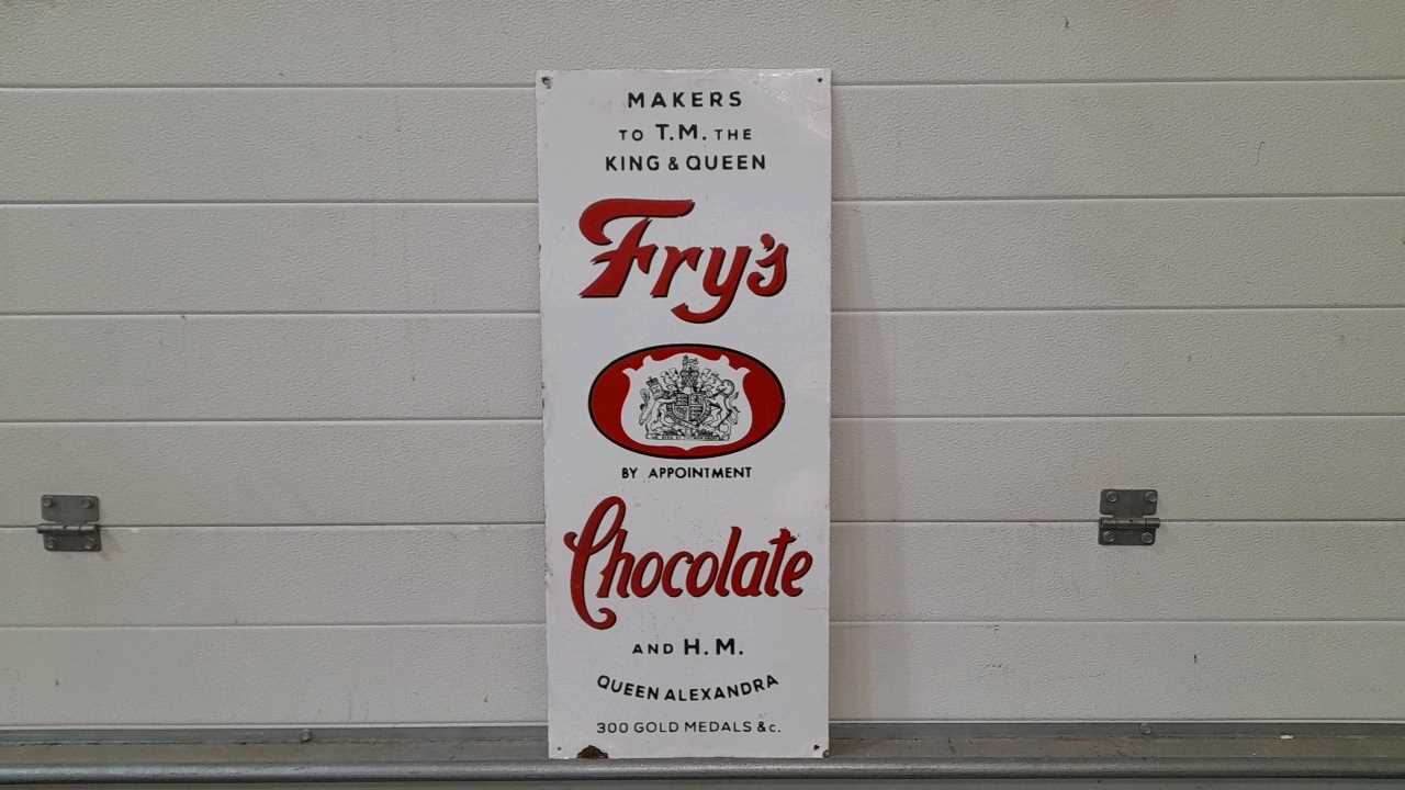 Lot 553 - FRY'S CHOCOLATE ENAMEL SIGN 30.5