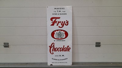 Lot 553 - FRY'S CHOCOLATE ENAMEL SIGN 30.5" X 12.5"