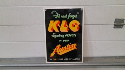 Lot 577 - K.L.G. AUSTIN ENAMEL SIGN 15" X 10"