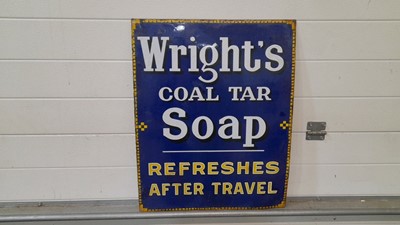 Lot 585 - WRIGHT'S COAL TAR SOAP ENAMEL SIGN 25" X 20"