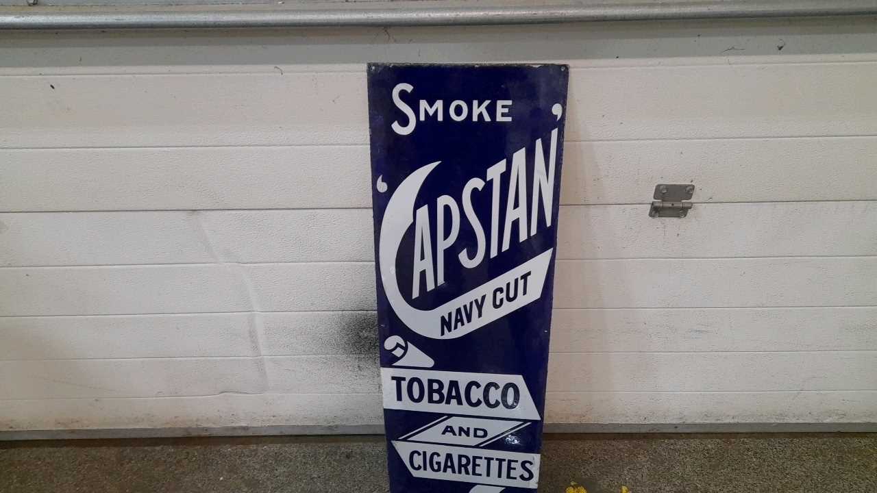 Lot 597 CAPSTAN TOBACCO ENAMEL SIGN 36" X 12"