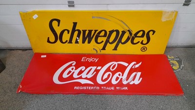 Lot 896 - LARGE COCA COLA & SCHWEPPES TIN SIGNS