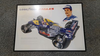 Lot 616 - GOOD YEAR EAGLES -WILLIAMS RENAULT FW14B FRAMED PRINT 36" X 25"