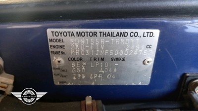 Lot 61 - 2005 TOYOTA HI-LUX PICK-UP