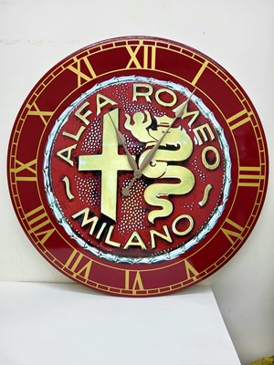Lot 2 - ALFA ROMEO PAINTED CLOCK 32" DIA