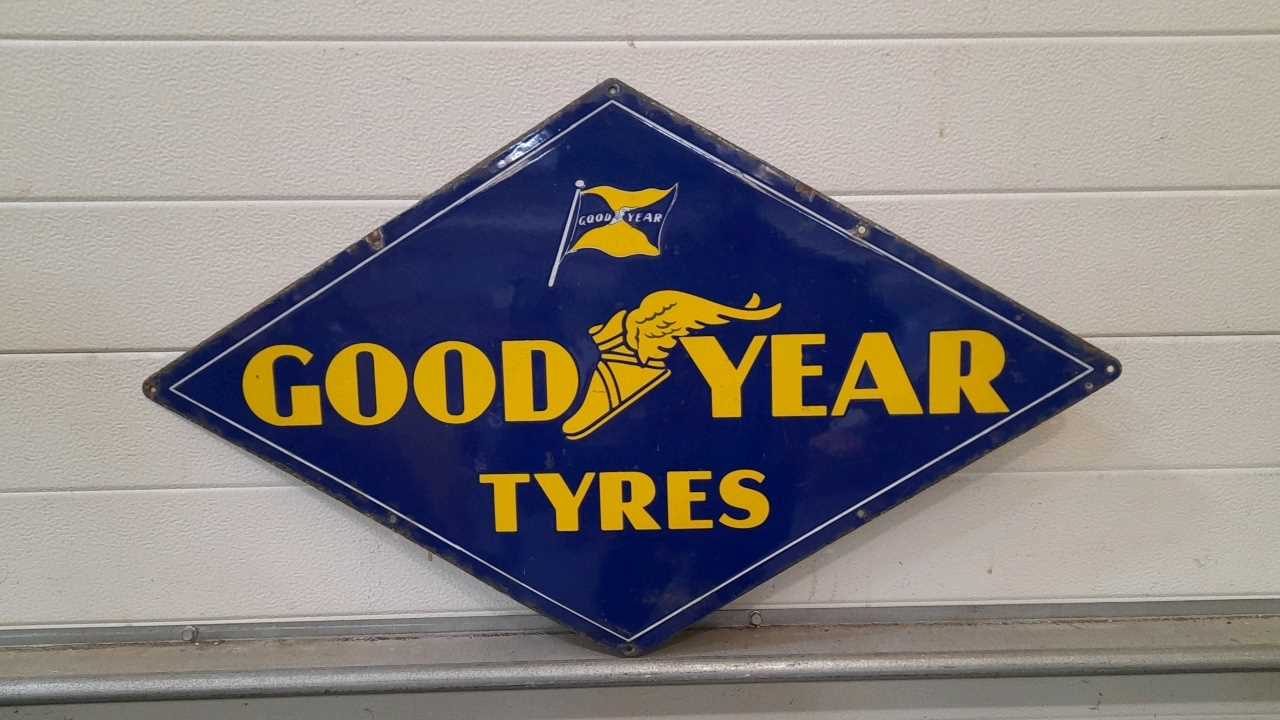 Lot 38 - GOODYEAR TYRES ENAMEL SIGN 31" X 19"