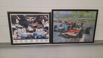 Lot 781 - 2 FRAMED PRINTS OF MOTOR RACING STARS