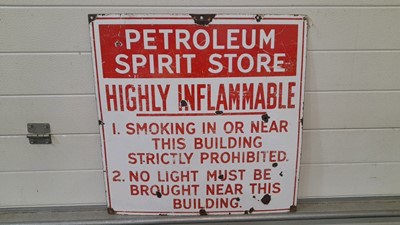 Lot 853 - PETROLEUM SPIRIT STORE SIGN 24" x 24"