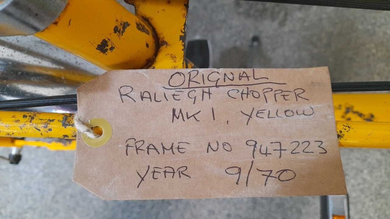Lot 572 - ORIGINAL YELLOW MK1 RALEIGH CHOPPER , 1970,