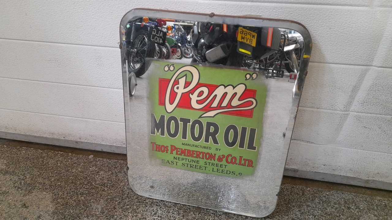 Lot 867 - VINTAGE PEM MOTOR OIL MIRROR 20