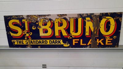 Lot 79 - ST BRUNO FLAKE ENAMEL SIGN ON WOODEN BOARD  60" X 17"