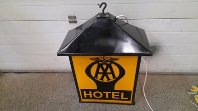 Lot 1 - AA HOTEL, LIGHT UP HANGING SIGN 32" x 23"