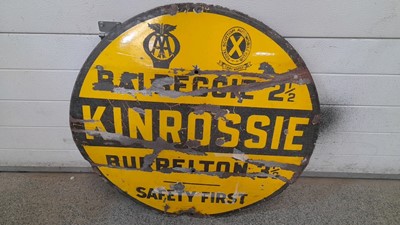 Lot 142 - AA KINROSSIE ENAMEL ROAD SIGN 30" DIA