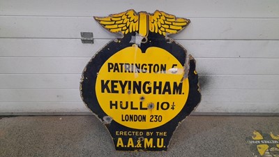 Lot 184 - AA KEYINGHAM ENAMEL ROAD SIGN 352 x 28"