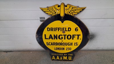 Lot 198 - AA LANGTOFT ENAMEL ROAD SIGN 35" X 28"