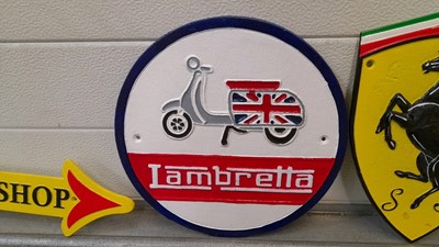 Lot 885 - SELECTION OF CAST SIGNS & MOTOR CYCLE SIGNS