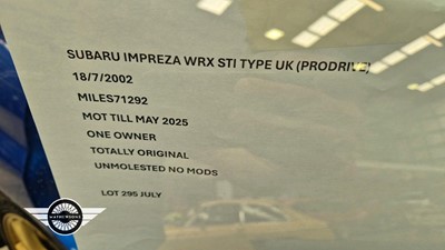 Lot 295 - 2002 SUBARU IMPREZA WRX-STI PRODRIVE STYLE