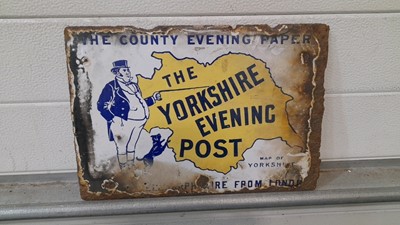 Lot 286 - YORKSHIRE POST/ YORKSHIRE EVENING POST ,DOUBLE SIDED ,ENAMEL SIGN 14" X 10"