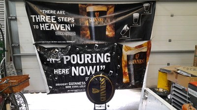 Lot 298 - GUINNESS LIGHT UP SIGN , DOUBLE SIDED & 2 ADVERTISING BANNERS  10ft x 4ft