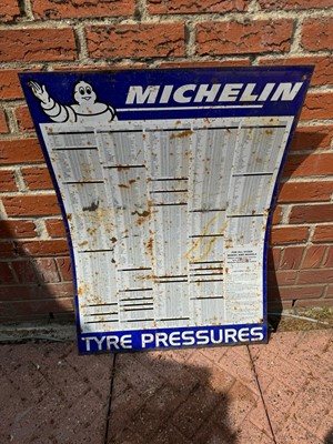 Lot 115 - MICHELIN TYRE PRESSURE SIGN  34" X 25"