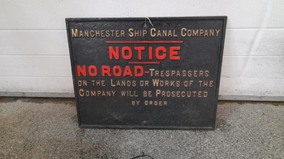 Lot 827 - MANCHESTER SHIP CANAL CAST SIGN  19" X 24"