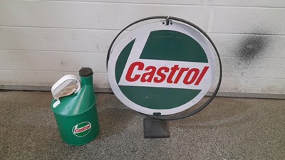 Lot 815 - CASTROL SPINNING SIGN & CASTROL OIL TIN