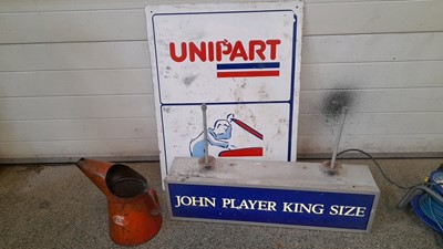 Lot 288 - ESSO OIL JUG,JOHN PLAYER KING SIZE , LIGHT BOX,UNIPART PLASTIC SIGN