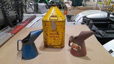 Lot 588 - 1 X SHELL 5 GALLON CAN , 1 X ESSO AND 1 X  DUCKHAMS OIL JUG