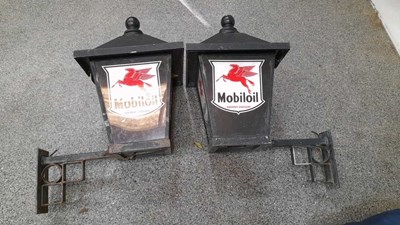 Lot 207 - PAIR OF MOBILOIL WALL MOUNTED LIGHTS