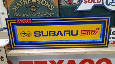 Lot 239 - LARGE ILLUMINATED SUBARU HAND MADE SIGN 66" X 22"